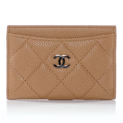 chanel quilted business card holder|Beige Quilted Caviar Leather CC Card Holder .